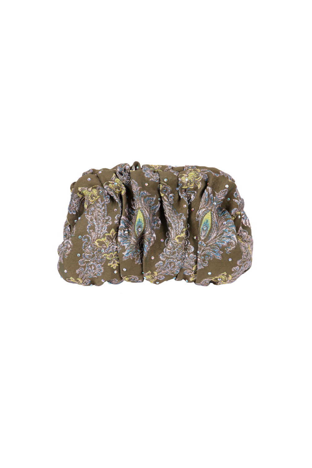 Silver Patterned Brocade Clutch