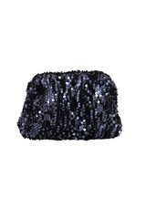 Sequin Clutch with Blue Crochet Lining