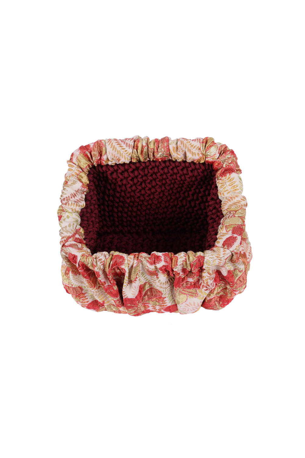 Burgundy and Gold Floral Brocade Clutch