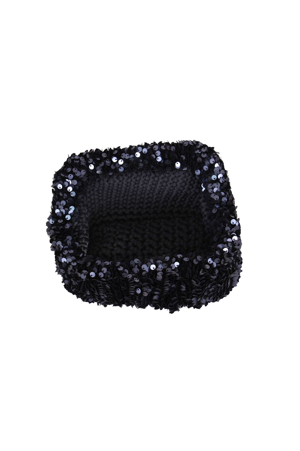 Sequin Clutch with Blue Crochet Lining