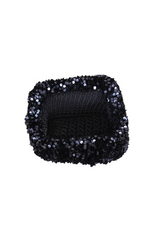 Sequin Clutch with Blue Crochet Lining