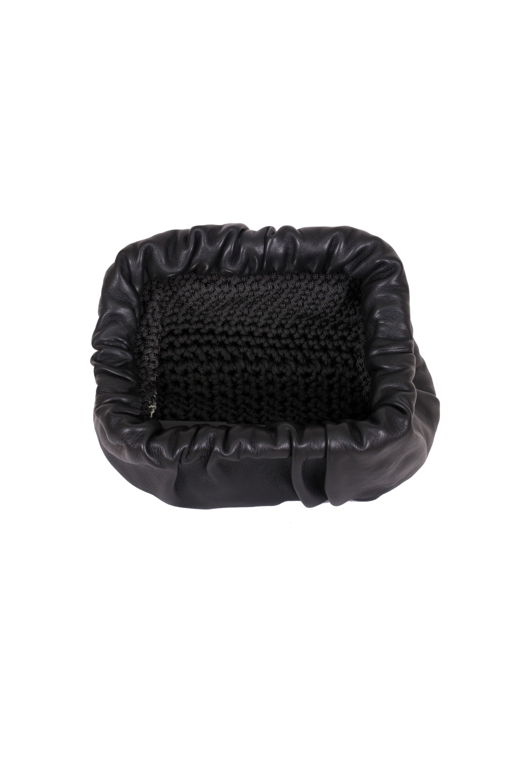 Leather Clutch with Black Crochet Lining