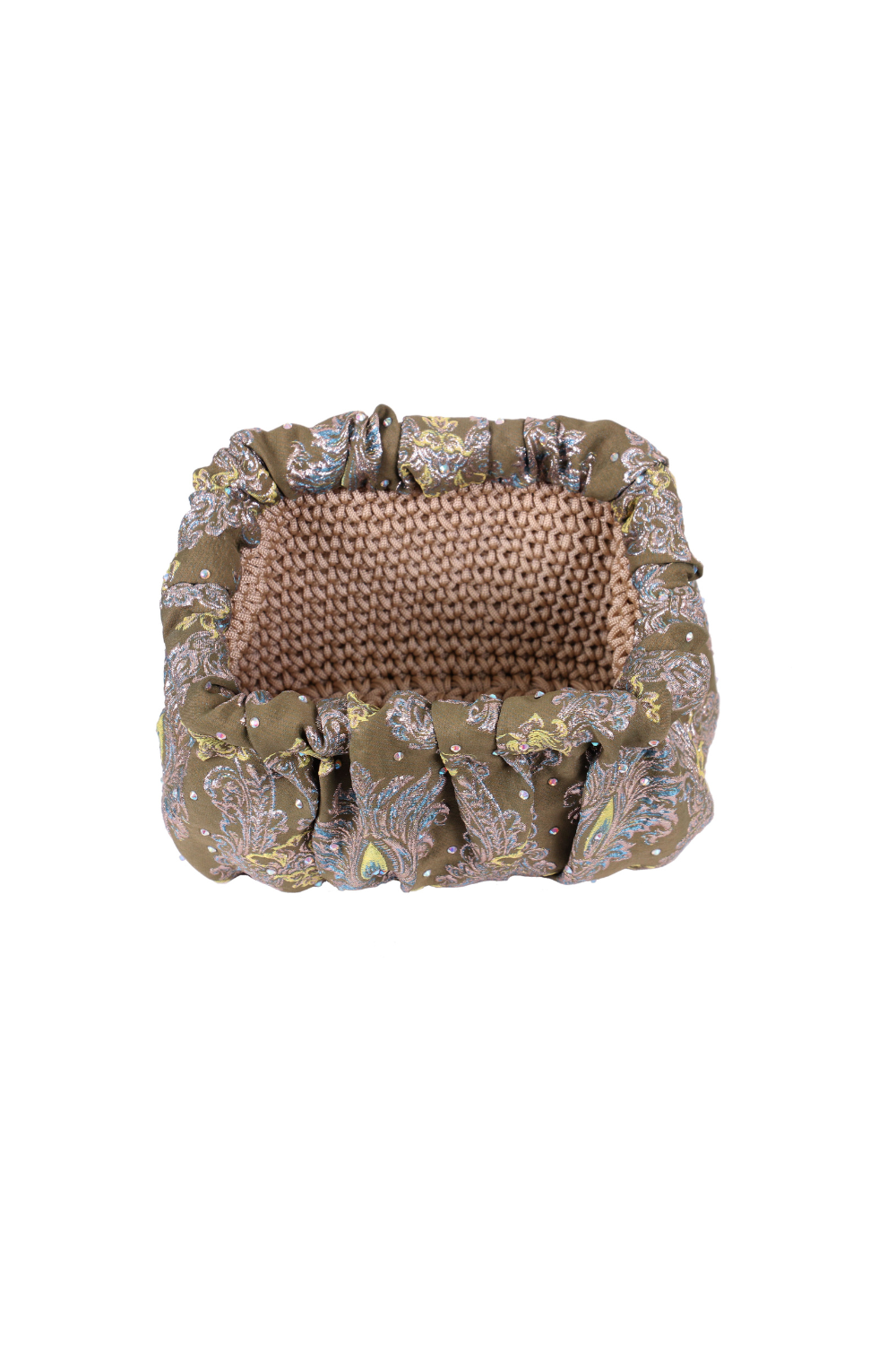 Silver Patterned Brocade Clutch