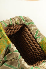 Green and Silver Brocade Clutch