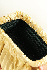 Gold Shantung Clutch with Green Crochet Lining